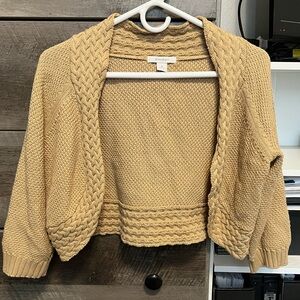 Dressbarn 3/4 Sleeve Bolero Sweater- Beige